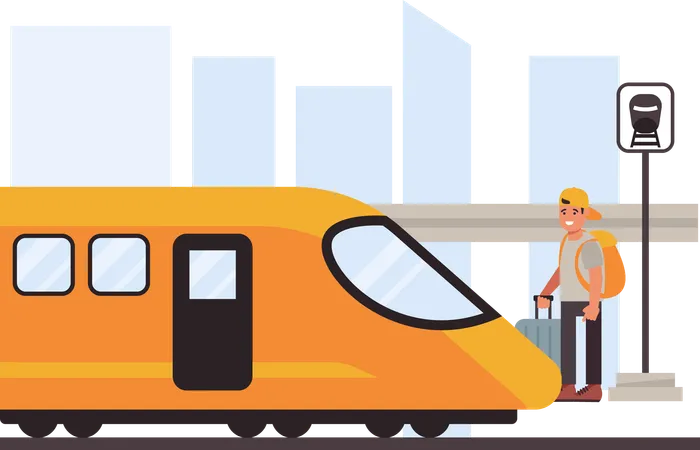 Man About To Board Train  イラスト