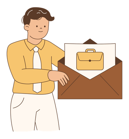 Man accepting job offer letter  Illustration