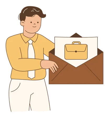 Man accepting job offer letter  Illustration