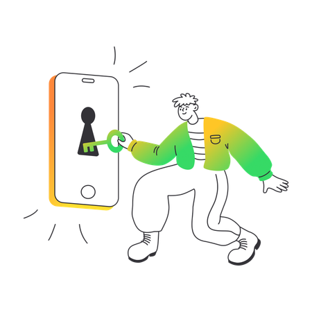 Man accessing smartphone  Illustration
