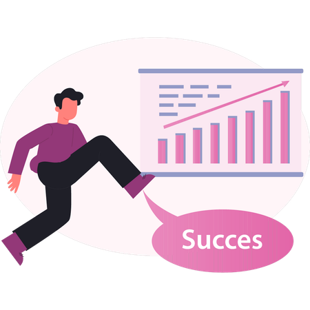 Man achieving business success  Illustration