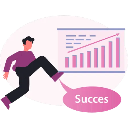 Man achieving business success  Illustration