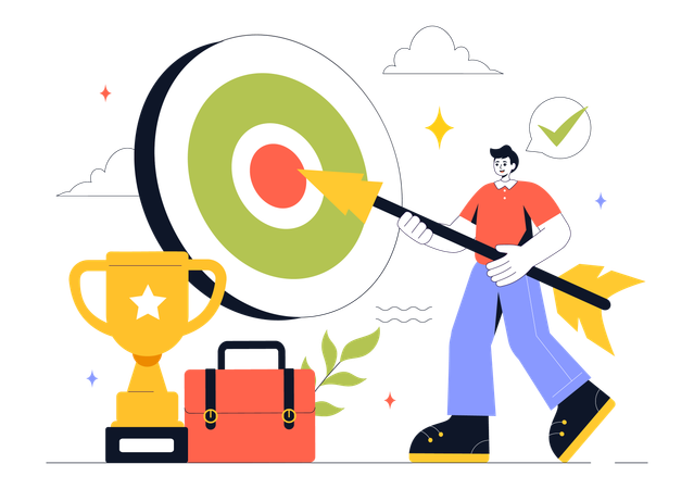 Man Achieving Business Target  Illustration