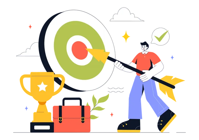 Man Achieving Business Target  Illustration