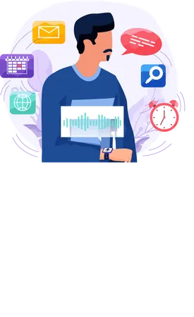 Man activated digital assistant voice identification  Illustration