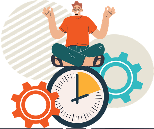 Man adapt time management  Illustration