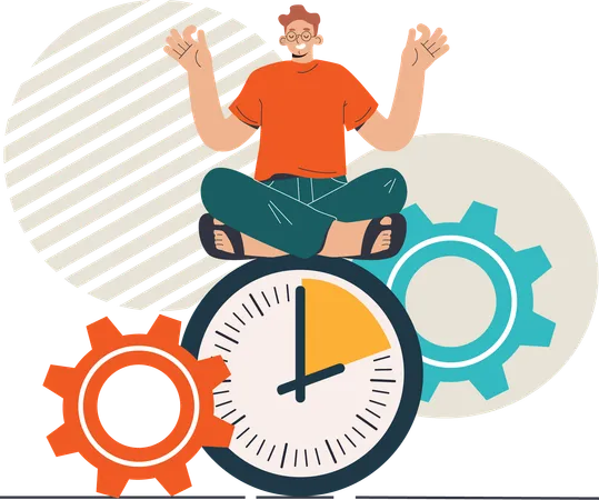 Man adapt time management  Illustration