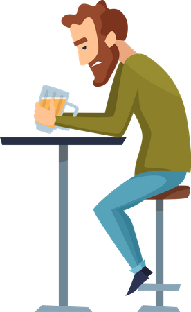 Man addicted to alcohol Illustration