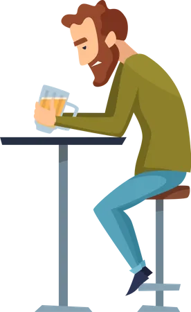 Man addicted to alcohol Illustration