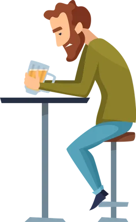 Man addicted to alcohol  Illustration