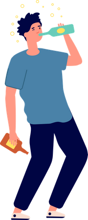 Man addicted to alcohol  Illustration