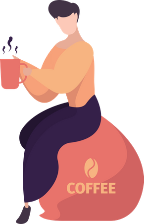 Man addicted to caffeine  Illustration