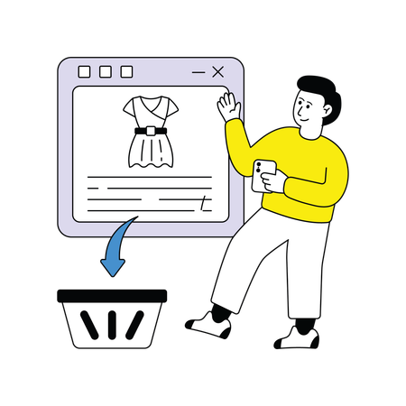 Man Adding To Shopping Basket  Illustration