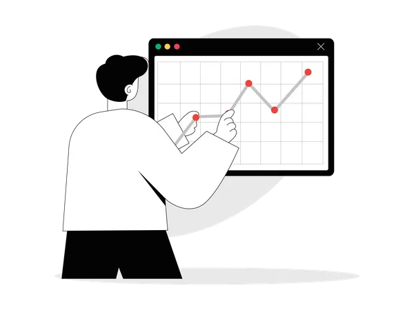 Man adjusting chart while trading Illustration