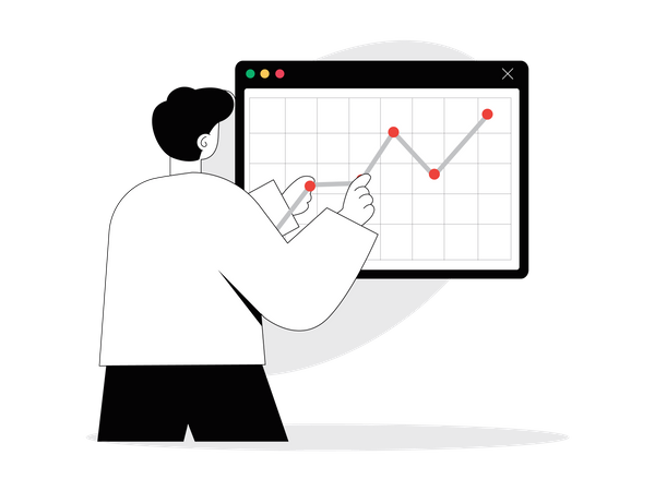 Man adjusting chart while trading  Illustration