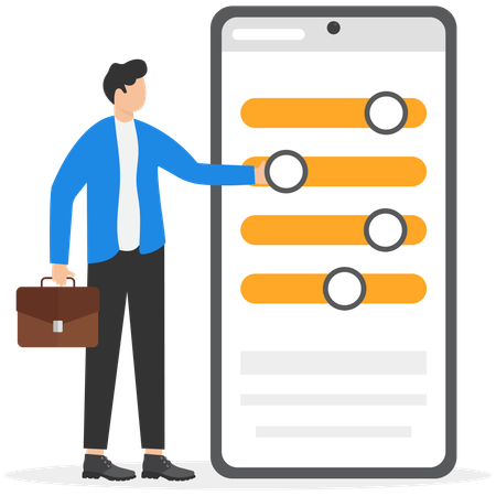 Man adjusting mobile system  Illustration