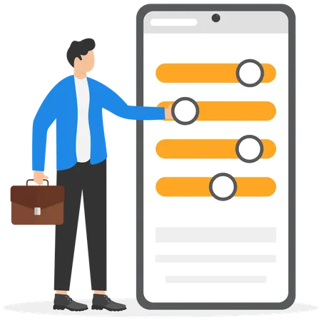 Man adjusting mobile system  Illustration