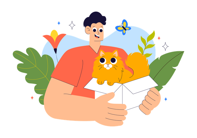 Man adopts dog from Pet Adoption Agency  Illustration
