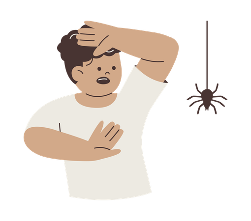 Man Afraid of Spider  Illustration