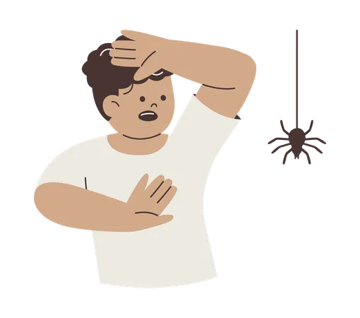 Man Afraid of Spider  Illustration