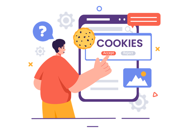 Mann akzeptiert Internet-Cookies  Illustration