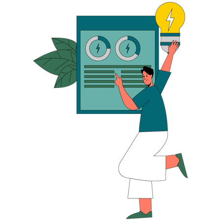 Man alter power to save energy  Illustration