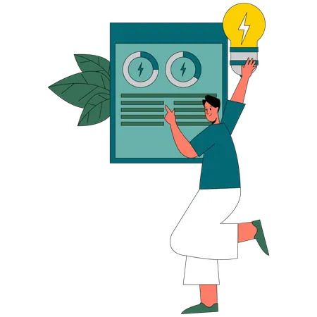 Man alter power to save energy  Illustration