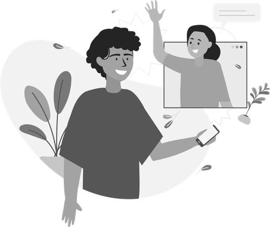 Man ana Woman on Video Call  Illustration
