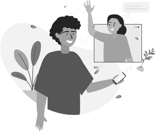 Man ana Woman on Video Call  Illustration