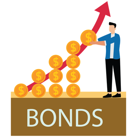 Man analysing bond growth chart  Illustration