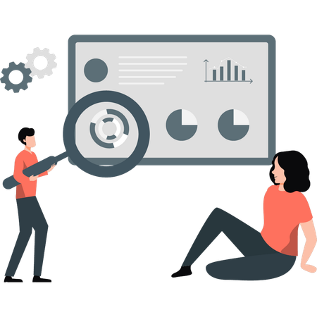 Man analysing business chart  Illustration