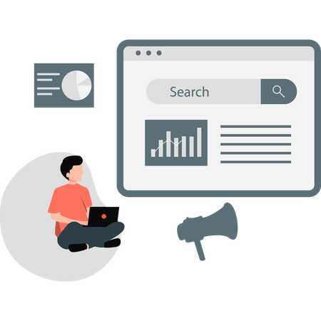 Man analysing business graph  Illustration