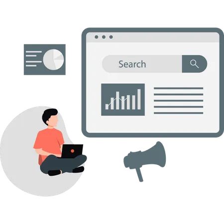 Man analysing business graph  Illustration