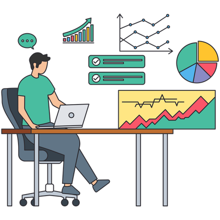 Man analysing business trend  Illustration