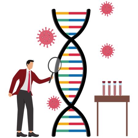 Man analysing human dna  Illustration