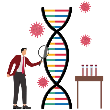 Man analysing human dna  Illustration