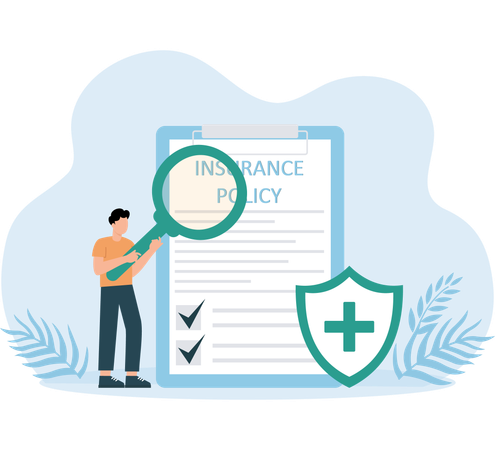 Man analysing insurance policy  Illustration