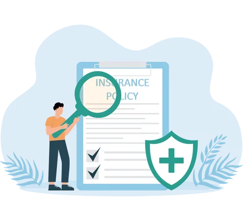 Man analysing insurance policy  Illustration