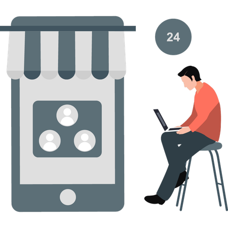 Man analysing marketing user profile  Illustration