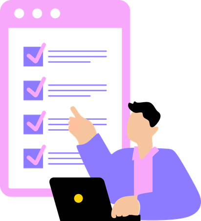 Man analysing quality control  Illustration