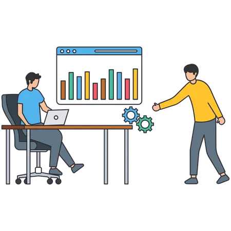 Man analysing Speed test  Illustration