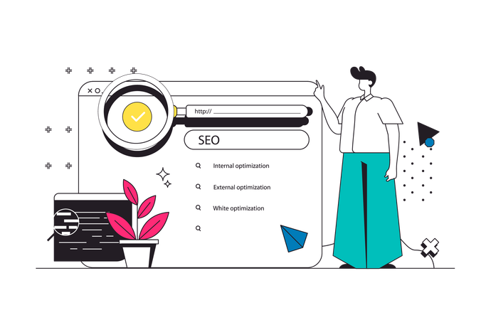 Man analysing website data  Illustration