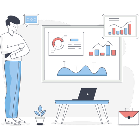 Man Analysis Business Data  Illustration