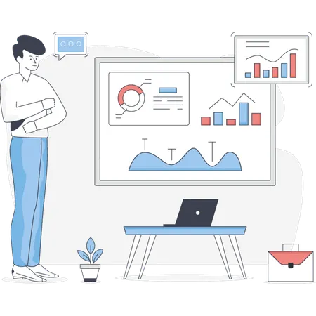 Man Analysis Business Data  Illustration
