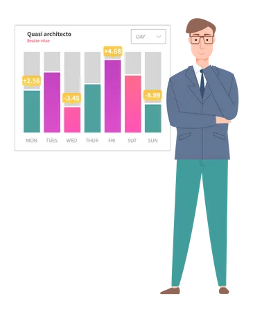Man analysis digital report with data  Illustration