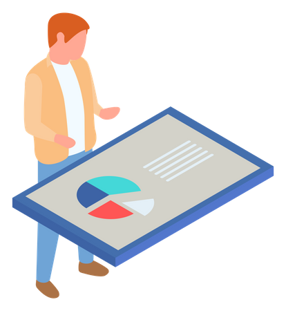 Man analysis digital report with data  Illustration