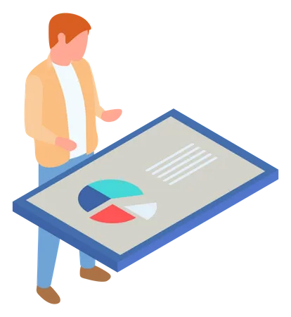 Man analysis digital report with data  Illustration