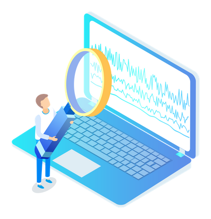 Man analysis digital report with data  Illustration