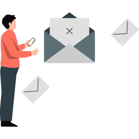 Man analysis email document  Illustration