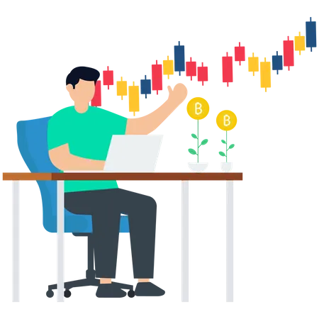 Man analysis on Crypto Investment  Illustration